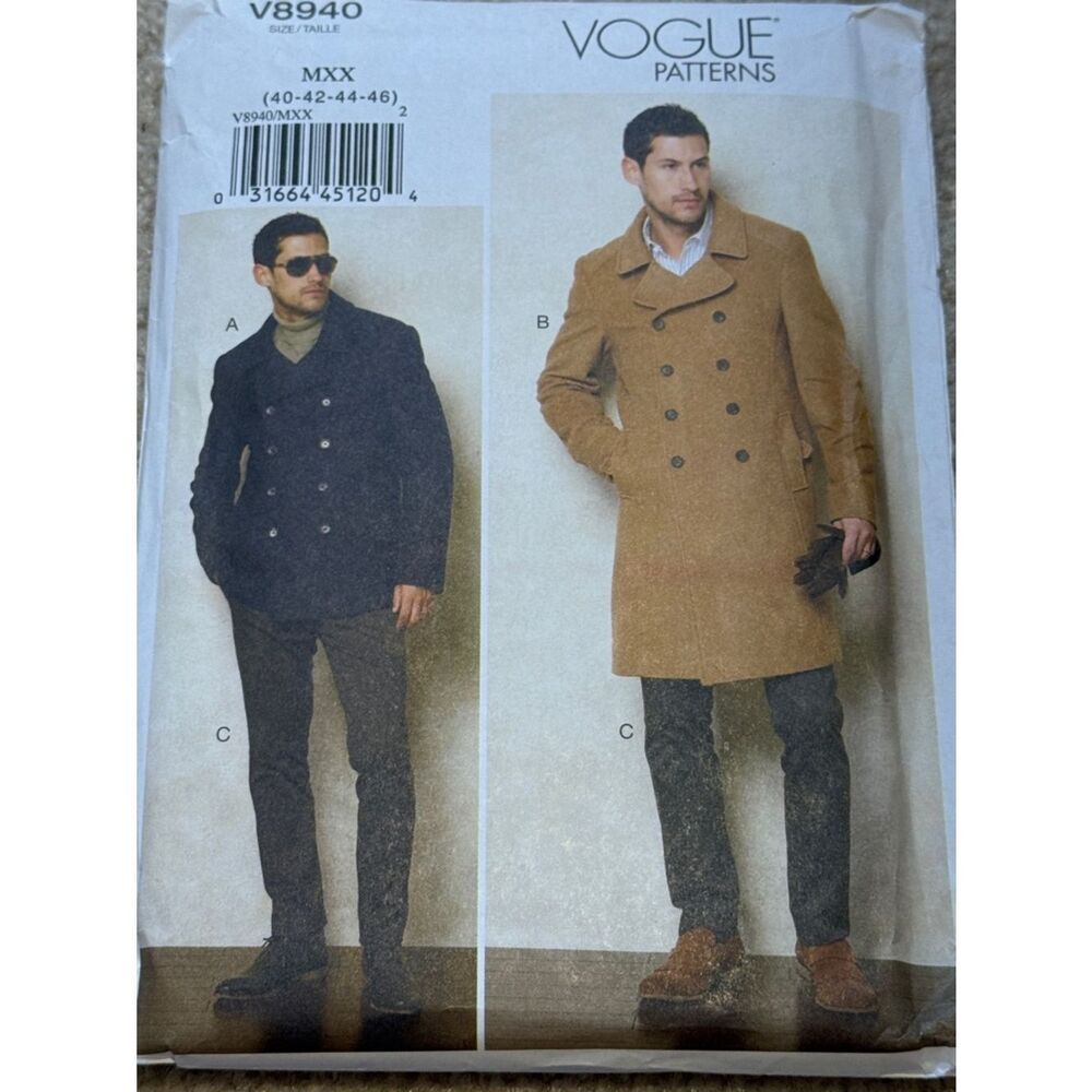 Vogue men's jacket sewing pattern